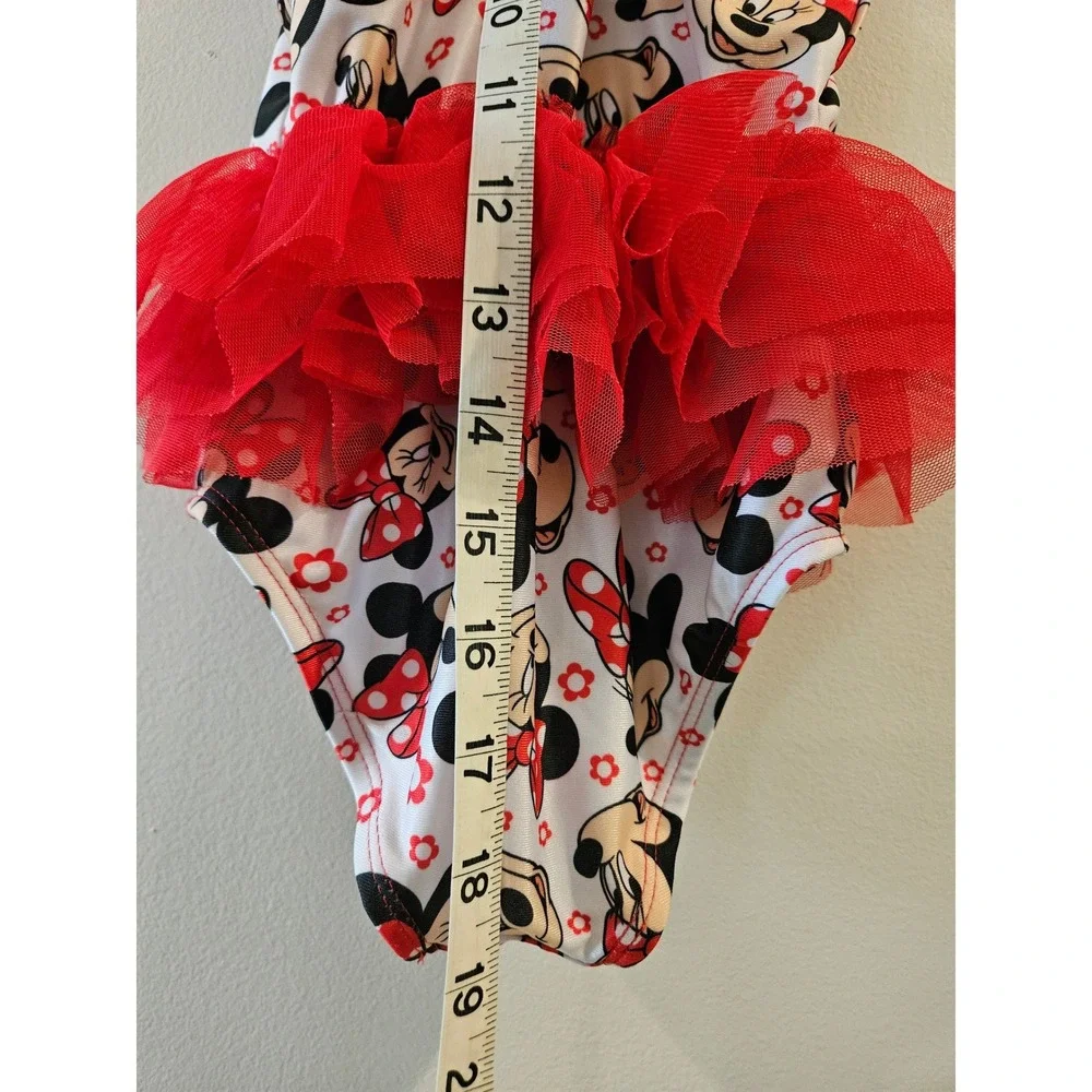 Disney Junior Minnie Mouse Girls Red‎ Tutu One Piece Swimsuit Size 4T